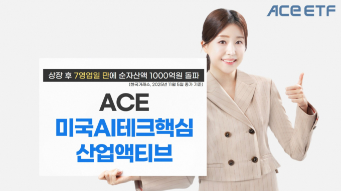 한국투자신탁운용이 ACE 미국AI테크핵심산업액티브 ETF의 순자산액이 1000억원을 돌파했다. /사진=한투운용
