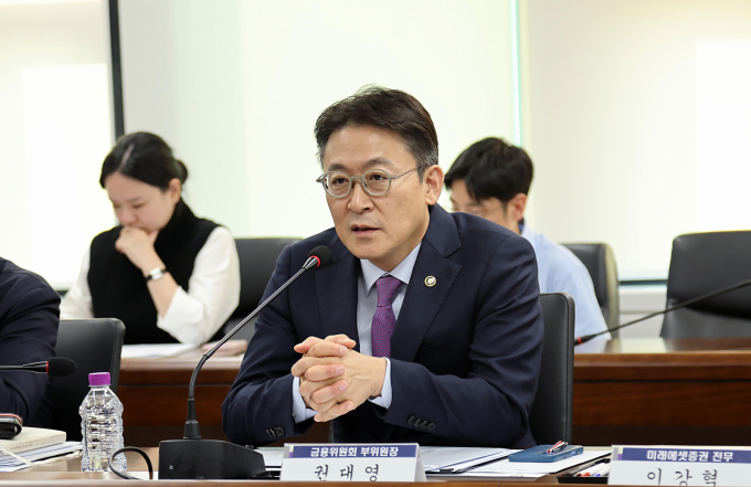 권대영 금융위원회 부위원장이 28일 오후 서울 종로구 정부서울청사에서 은행권 및 증권사 금융 담당 임원 등과 함께 개최한 '금융업권 생산적 금융 소통회의'에서 발언하고 있다./사진=금융위