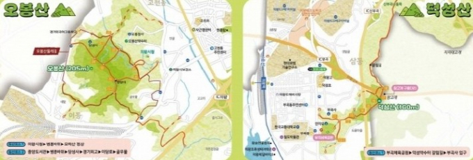 의왕시가 새로 제작한 6개 산 '스마트 산행 안내 지도' /사진제공=의왕시