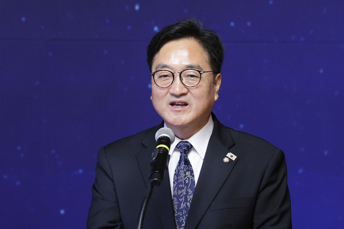지난달 15일 서울 여의도 국회 사랑재에서 열린 국회 사회적 대화 공동 선언식에서 인사말을 하고 있는 우원식 국회의장. /사진=뉴스1 