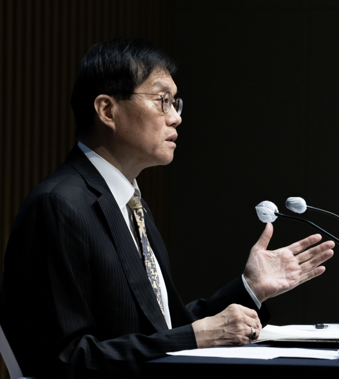 이창용 한국은행 총재가 10월23일 오전 서울 중구 한국은행에서 열린 금융통화위원회 본회의 후 기자간담회를 하고 있다./사진=뉴시스 /사진=