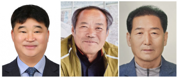 올해 전남도 유기농 명인에 선정된 농민들. 이병연(왼쪽부터)·김재기·송효수씨  /사진제공=전남도
