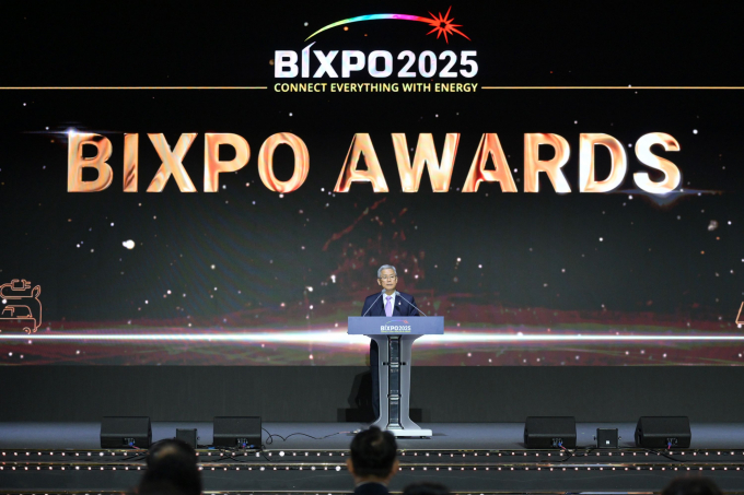 김동철 한국전력 사장이 11월5일부터 7일까지 광주 김대중컨벤션센터에서 진행된 'BIXPO 2025'에서 폐회사를 하고 있다. /사진=한국전력