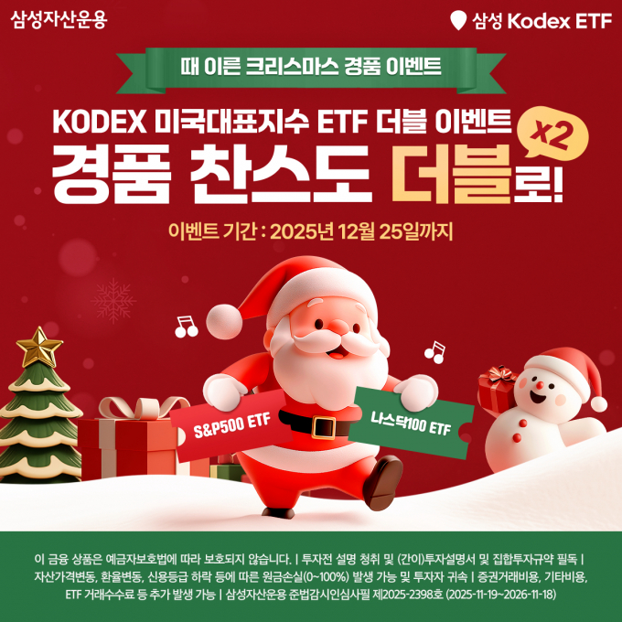 삼성자산운용이 12월25일까지 KODEX 미국 대표지수 ETF 2종 매수자를 대상으로 경품 이벤트를 실시한다고 21일 밝혔다. /사진제공=삼성자산운용