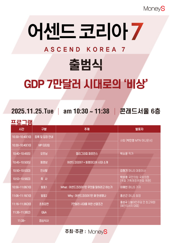 머니S, 'GDP 7만달러 시대로의 비상' 주제로 '어센드 코리아 7' 출범식 개최