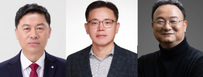 류재철 LG전자 사장(왼쪽)·김동춘 LG화학 사장(가운데)·문혁수 LG이노텍 사장(오른쪽). /사진=LG그룹