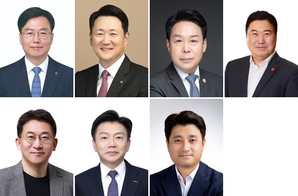 왼쪽 위부터 오일근 롯데건설 대표, 김우석 한화 건설부문 대표, 김영범 코오롱글로벌 대표, 강승협 신세계건설 대표, 김영식 SK에코플랜트 대표, 송치영 포스코이앤씨 대표, 여성찬 DL건설 대표. /사진=각 사