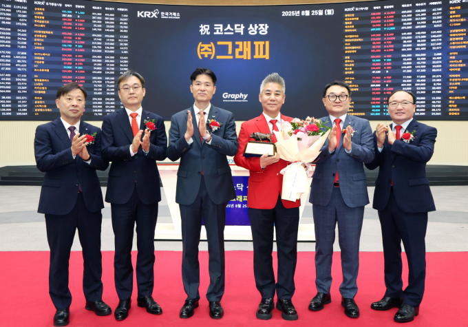 사진은 그래피 코스닥 상장 기념식. /사진=뉴스1(한국거래소 제공)