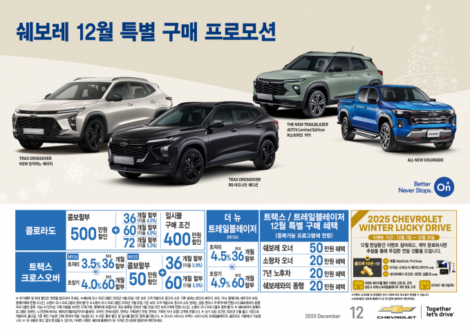 쉐보레 12월 프로모션 내역. /사진=쉐보레