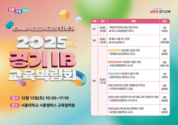 '2025 경기 아이비(IB) 교육박람회' 개최 홍보물. /사진제공=경기도교육청