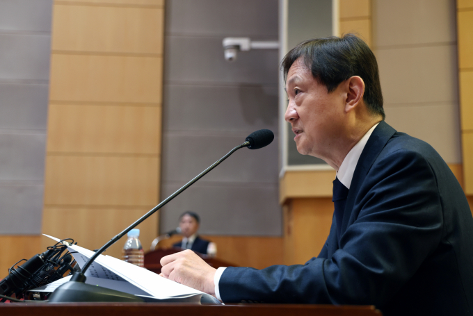 이찬진 금융감독원장이 1일 서울 여의도 금융감독원에서 출입기자단과의 기자간담회를 열고 인사말을 하고 있다./사진=뉴스1 구윤성 기자