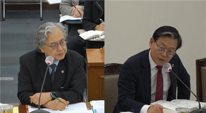 박종철 시의원(오른쪽)이 푸른도시국 예산안심의를 하면서 관계공무원에게 질의를 하고 있다./사진=부산시의회