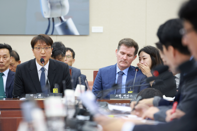 박대준 쿠팡 대표이사가 2일 서울 여의도 국회에서 열린 과학기술정보방송통신위원회의 쿠팡 개인정보 유출 사고 관련 현안질의에서  의원 질의에 답하고 있다. /사진=뉴시스 고승민 기자