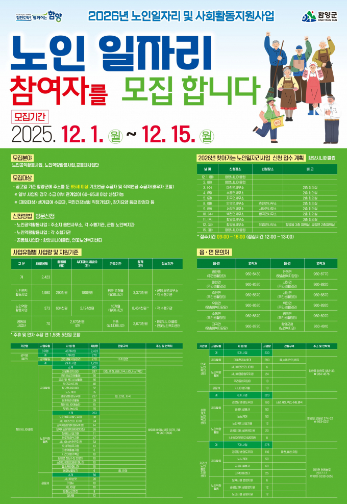 2025년 노인일자리 참여자 모집 포스터./사진=함양군