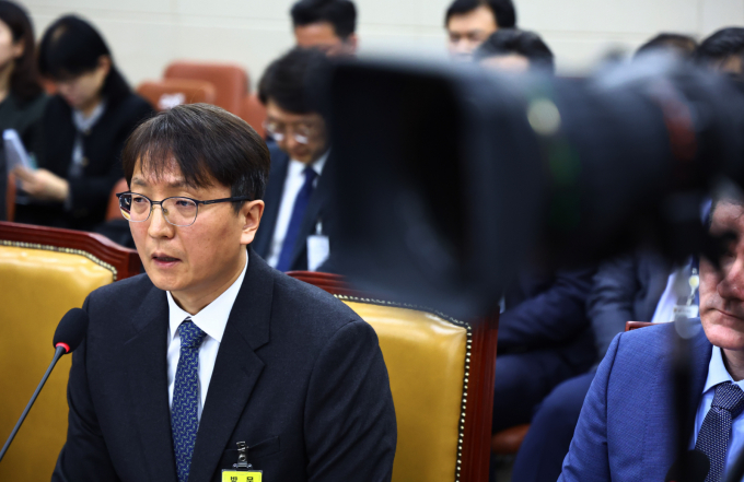 박대준 쿠팡 대표이사가 2일 오전 서울 여의도 국회에서 열린 과학기술정보방송통신위원회 전체회의에서 의원 질의에 답변하고 있다. /사진=뉴시스 김명년 기자