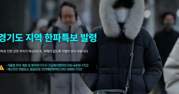 경기도 지역 한파 특보 발령 안내. /사진제공=경기도 