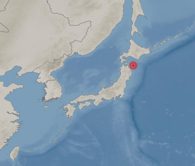 일본 정부가 아오모리현 앞바다에서 발생한 규모 7.6 지진 후 '훗카이도 산리쿠 앞바다 후발지진 주의정보'를 처음으로 발령했다. 사진은 아오모리현 지진 발생 위치. /사진=기상청 홈페이지 캡처