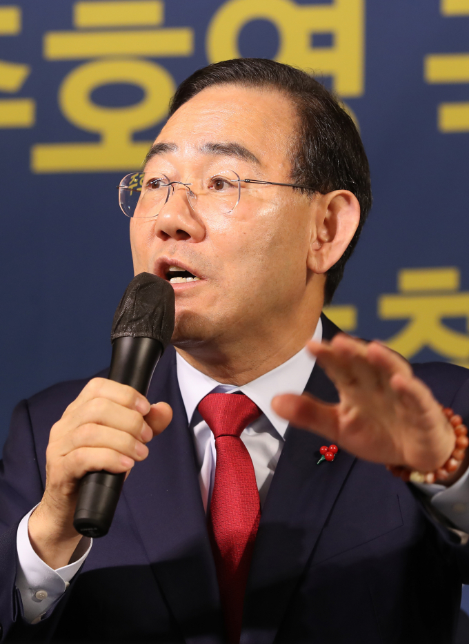 주호영 국회부의장(국민의힘, 대구 수성 갑)이 8일 대구 남구 이천동 대구아트파크에서 열린 아시아포럼21 정책토론회에 참석해 발언하고 있다./사진제공=뉴시스