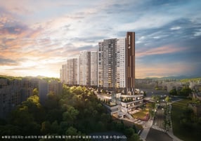 대우건설이 포트폴리오 다변화와 주요 자체사업 단지들의 분양 성공으로 실적 개선이 기대된다. 사진은 의정부 탑석푸르지오파크7 투시도. /사진 제공=대우건설