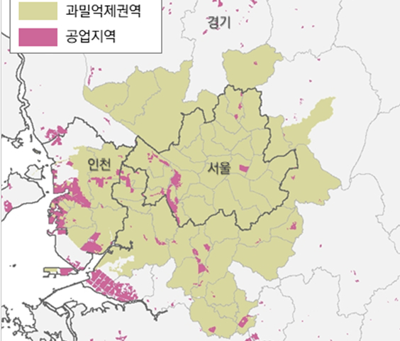 수도권 과밀억제권역 공업지역 분포도. /자료제공=경기연구원