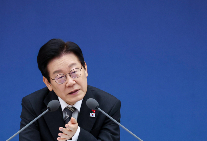 이재명 대통령이 국가보훈부에 제주 4·3 진압 책임자 논란이 일었던 박진경 대령에 대한 국가유공자 지정 취소를 검토하라고 지시했다. 사진은 지난 12일 이 대통령이 세종 어진동 정부세종컨벤션센터에서 열린 과학기술정보통신부 등 업무보고에서 발언하는 모습. /사진=뉴시스(대통령실통신사진기자단)