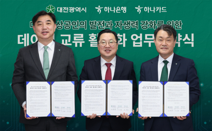 하나은행·하나카드이 대전광역시와 지역 상권 활성화를 위한 민·관 데이터 협력 나섰다./사진=하나은행 