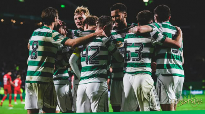 양현준의 소속팀 셀틱이 에버딘을 꺾고 공식전 4연패에서 탈출했다. 사진은 22일 에버딘과의 리그 경기를 승리한 셀틱 선수단. /사진=셀틱 인스타그램 캡처