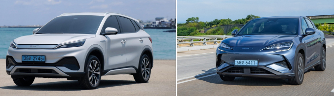사진은 BYD의 전기 SUV 모델인 (오른쪽) 씨라이언7과 아토3. /사진=BYD