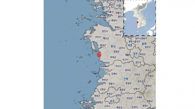 25일 오후 3시37분쯤 충청남도 보령시 서남서쪽 10㎞ 해역에서 규모 2.0의 지진이 발생했다. 사진은 진원지인 충남 보령 일대. /사진제공=기상청