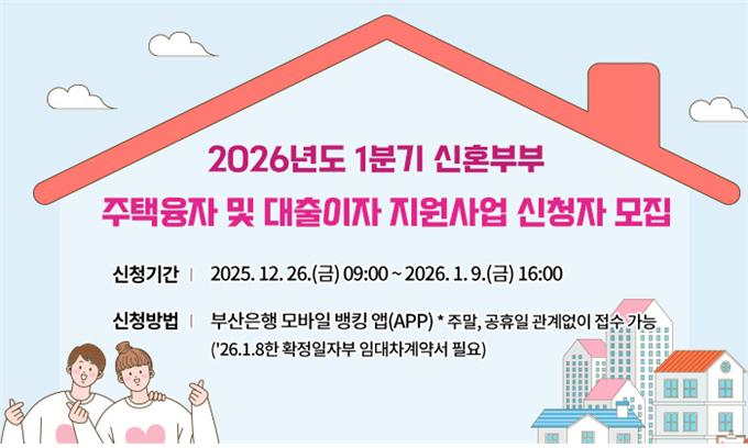 부산시 신혼부부 주택융자 대출이자 지원 대상자 모집 안내문. /사진제공=부산시