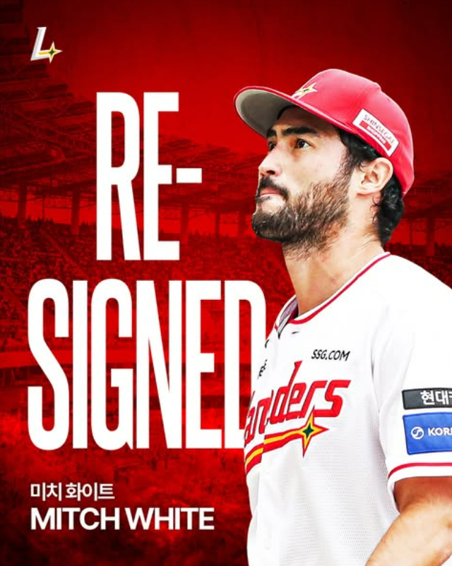 SSG랜더스가 미치 화이트와 재계약에 성공했다. 사진은 29일 SSG와 재계약에 성공한 화이트. /사진=SSG랜더스 인스타그램 캡처